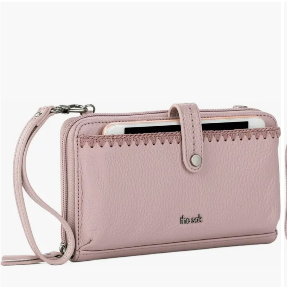 The Sak "Iris" Large Smartphone fit Crossbody Bag Rose Wood Dusty Pink Leather